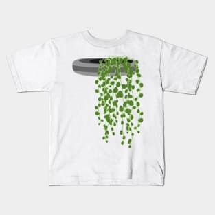 String of pearls in grey planter, succulents for crazy plant lady Kids T-Shirt